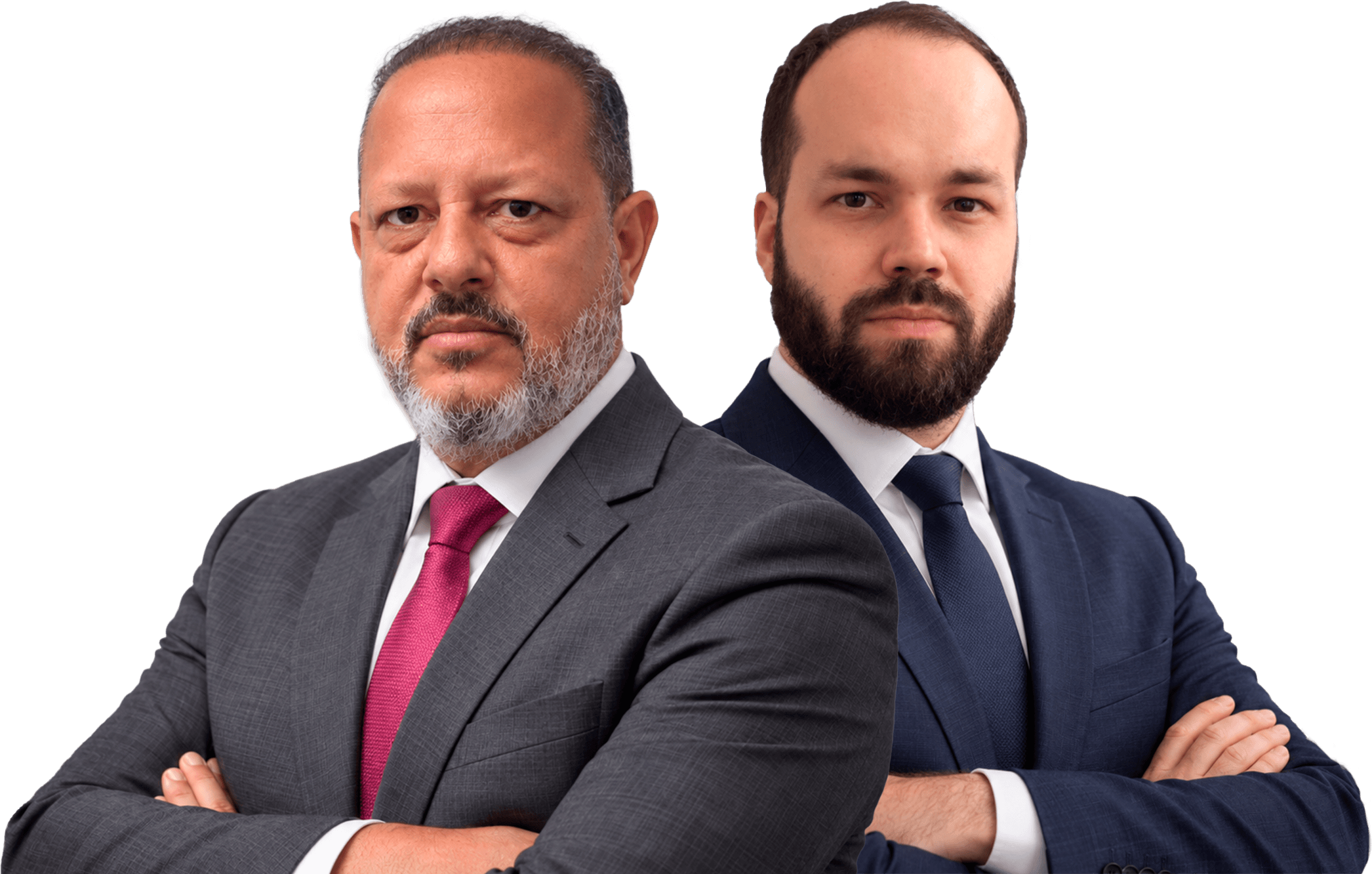 Dr. Marcio Lopes e Dr. Mario Garonce, sócios-fundadores do escritório, de braços cruzados